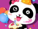 Satisfeito aniversário, celebração com bebê Panda